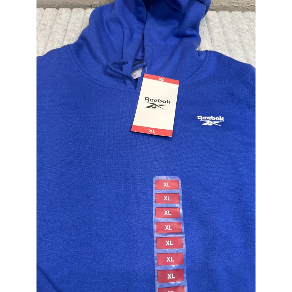 Reebok Mens XL Royal Blue Pullover‎ Hoodie Fleece Logo Sweatshirt New With Tags